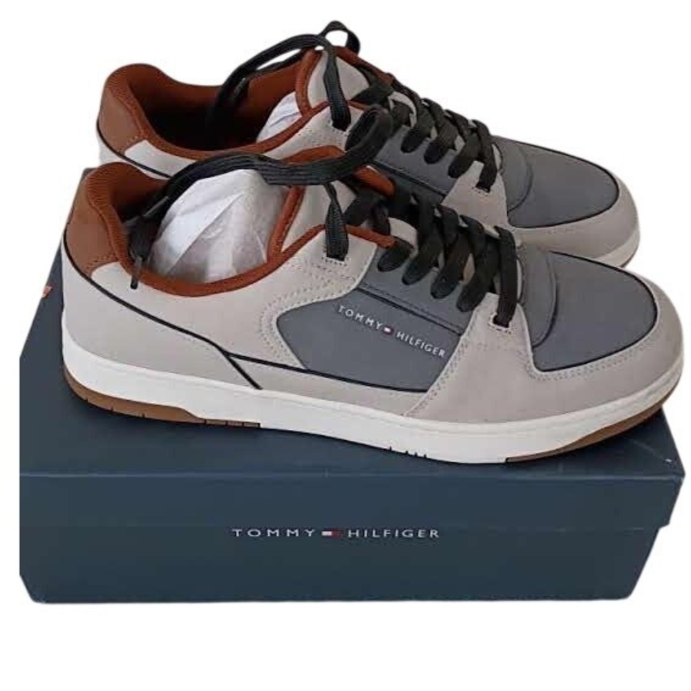 Tommy Hilfiger Tenito Mens Light Gray Low Top Sneakers Size 10 M Memory Foam